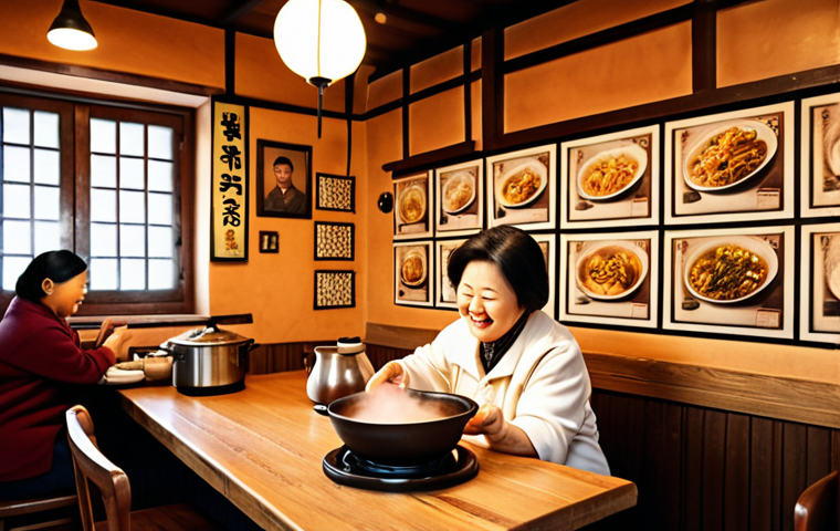 **Prompt:** Cozy, vintage tteokbokki restaurant interior. Warm lighting, old photographs on the wall, grandma serving smiling customers, steam rising from a bubbling pot. Instagrammable food.